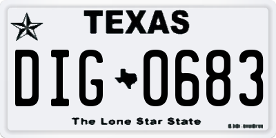 TX license plate DIG0683