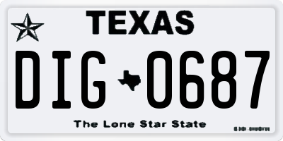 TX license plate DIG0687
