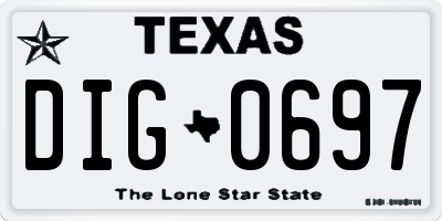 TX license plate DIG0697