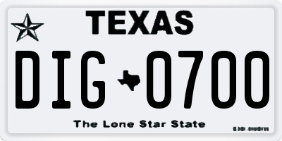 TX license plate DIG0700