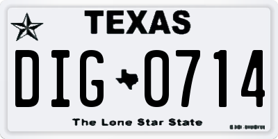 TX license plate DIG0714