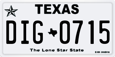 TX license plate DIG0715