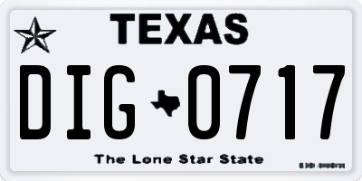 TX license plate DIG0717