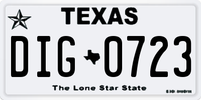 TX license plate DIG0723