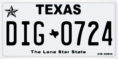 TX license plate DIG0724