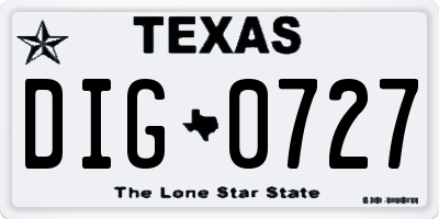 TX license plate DIG0727