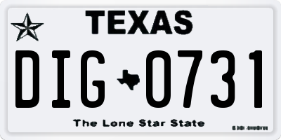 TX license plate DIG0731