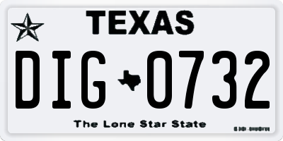 TX license plate DIG0732