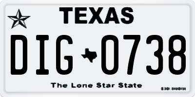 TX license plate DIG0738