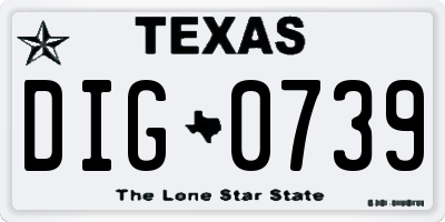 TX license plate DIG0739