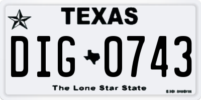 TX license plate DIG0743