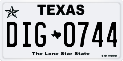 TX license plate DIG0744