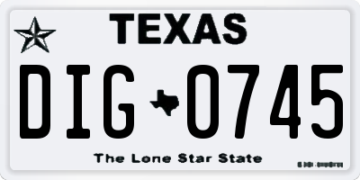 TX license plate DIG0745