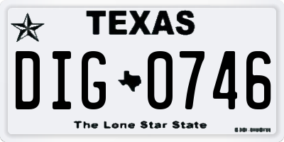 TX license plate DIG0746