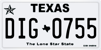 TX license plate DIG0755