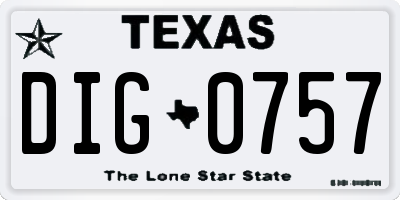 TX license plate DIG0757