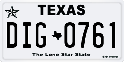 TX license plate DIG0761