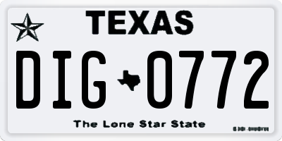 TX license plate DIG0772