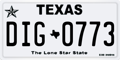 TX license plate DIG0773