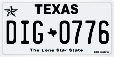 TX license plate DIG0776