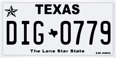 TX license plate DIG0779