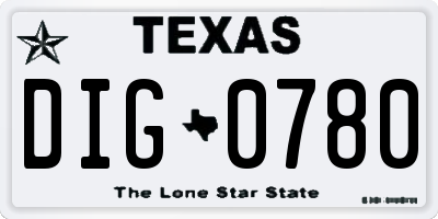 TX license plate DIG0780