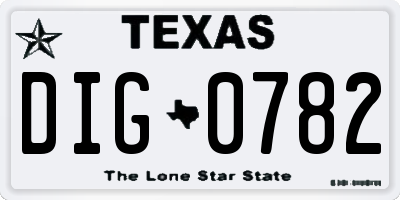 TX license plate DIG0782