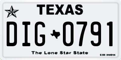 TX license plate DIG0791
