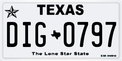 TX license plate DIG0797