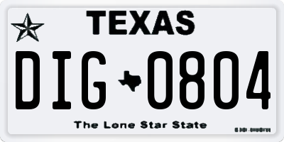 TX license plate DIG0804