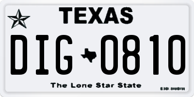 TX license plate DIG0810