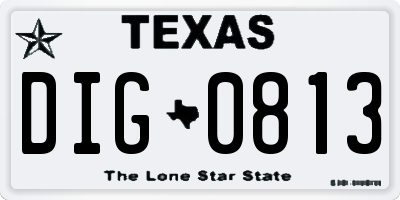 TX license plate DIG0813