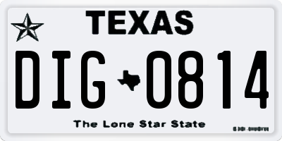 TX license plate DIG0814