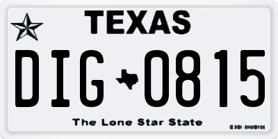 TX license plate DIG0815