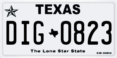 TX license plate DIG0823