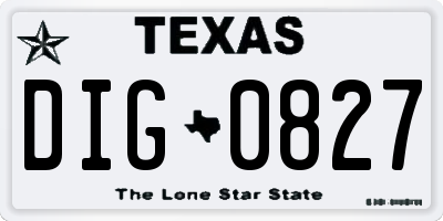 TX license plate DIG0827