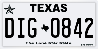 TX license plate DIG0842