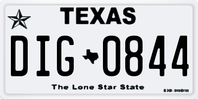 TX license plate DIG0844