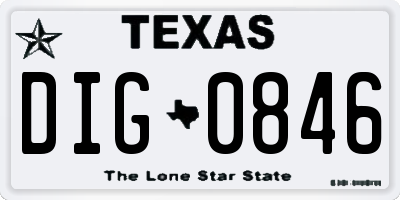 TX license plate DIG0846