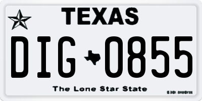 TX license plate DIG0855