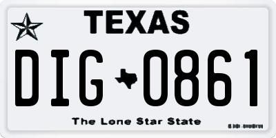 TX license plate DIG0861