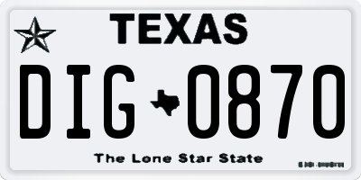 TX license plate DIG0870