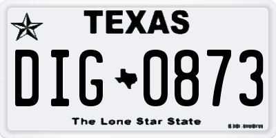 TX license plate DIG0873