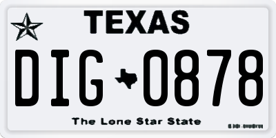 TX license plate DIG0878