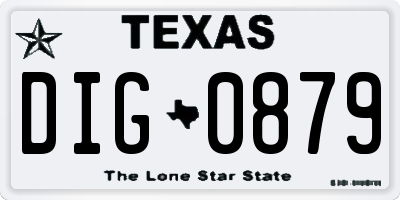 TX license plate DIG0879