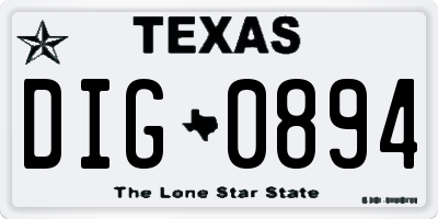 TX license plate DIG0894