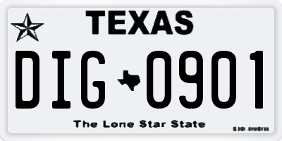 TX license plate DIG0901
