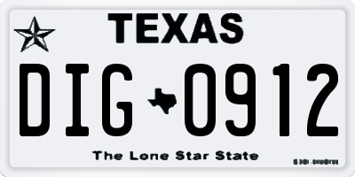 TX license plate DIG0912