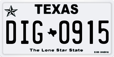 TX license plate DIG0915
