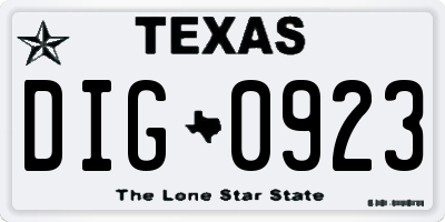 TX license plate DIG0923